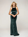 Velvet Halter Neckline Sheath Dress For Women Elegant Long Formal Evening Gown With Luxe Silhouette