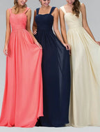 Elegant A Line Bridesmaid Dress In Chiffon With Ruched Floor Length Spaghetti Strap For Bridesmaids