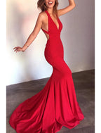Mermaid Trumpet Evening Gown With Open Back And Stretch Fabric For Glamorous Prom Queens And Formal Events