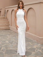 Mermaid Black Dress Floor Length Gown With Sequins And Fringe Beading For Wedding Guests And Partygoers
