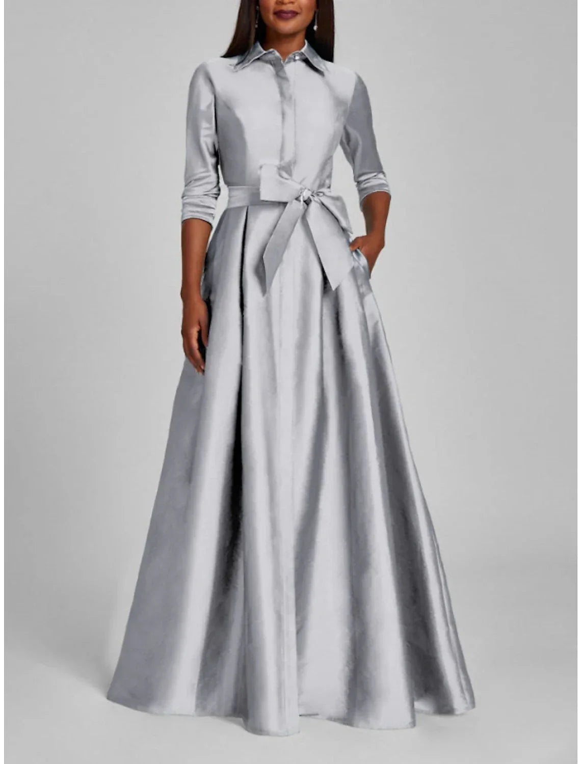 Satin A Line Evening Gown Minimalist Black Christmas Dress For Women Luxurious Floor Length