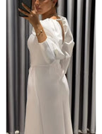 Black Sheath Dress With Stretch Fabric Ruched Details For Elegant Evening Gown With Asymmetrical Three Quarter Sleeve