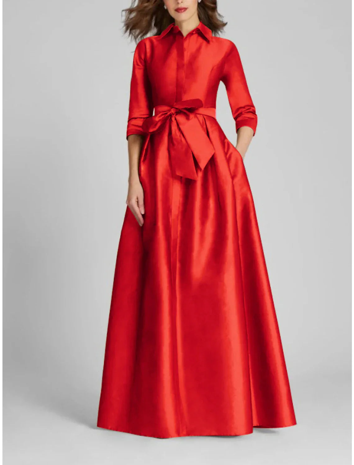 Satin A Line Evening Gown Minimalist Black Christmas Dress For Women Luxurious Floor Length