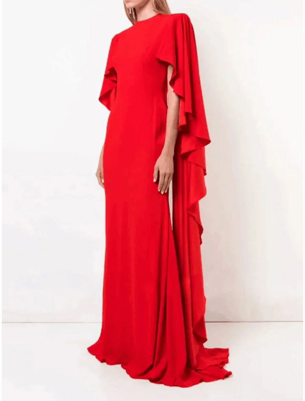 A-Line Evening Gown With Jewel Neck Chiffon Sweep Train Pleats And Ruffles For Formal Events