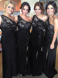 Bridesmaid Dresses Sheath One Shoulder Sleeveless Spandex Floor Length Elegant Gown For Wedding Party