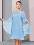A-Line Mother of the Bride Dress Formal Wedding Guest Plus Size Elegant Jewel Neck Short Mini Lace Long Sleeve with Ruffles