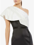 Mermaid Evening Gown Glamorous Black Satin One Shoulder Backless Ruched Floor Length For Women