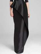 Elegant Satin Lace Mermaid Mother Of The Bride Dress With Jewel Neck Floor Length Ruffles