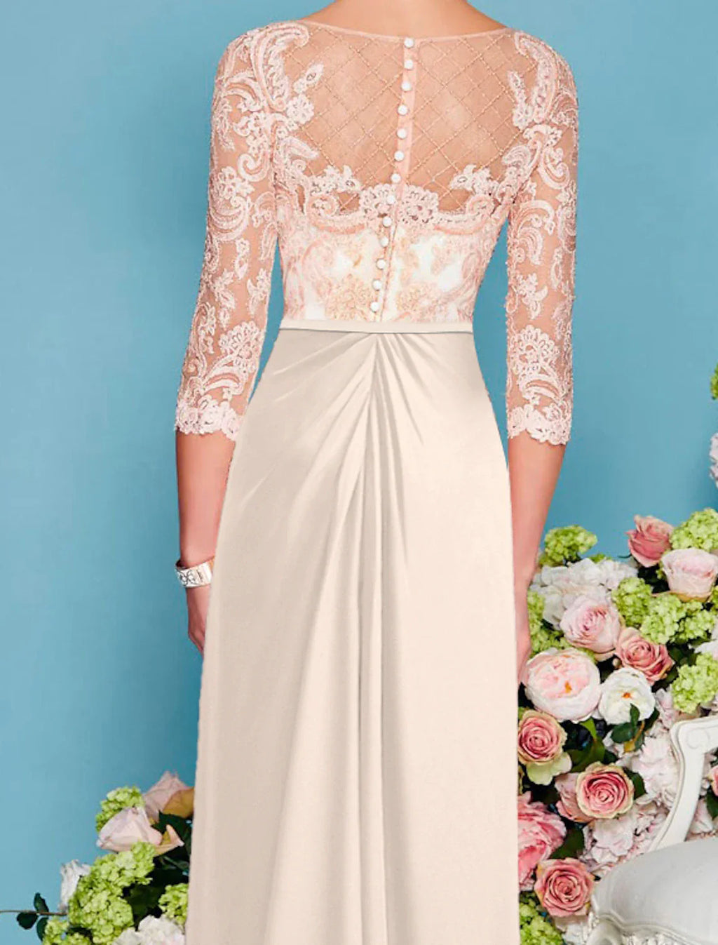 Mother Of The Bride Dress Luxurious Chiffon Lace Sheath Gown Floor Length With Beading Appliques
