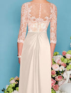 Mother Of The Bride Dress Luxurious Chiffon Lace Sheath Gown Floor Length With Beading Appliques