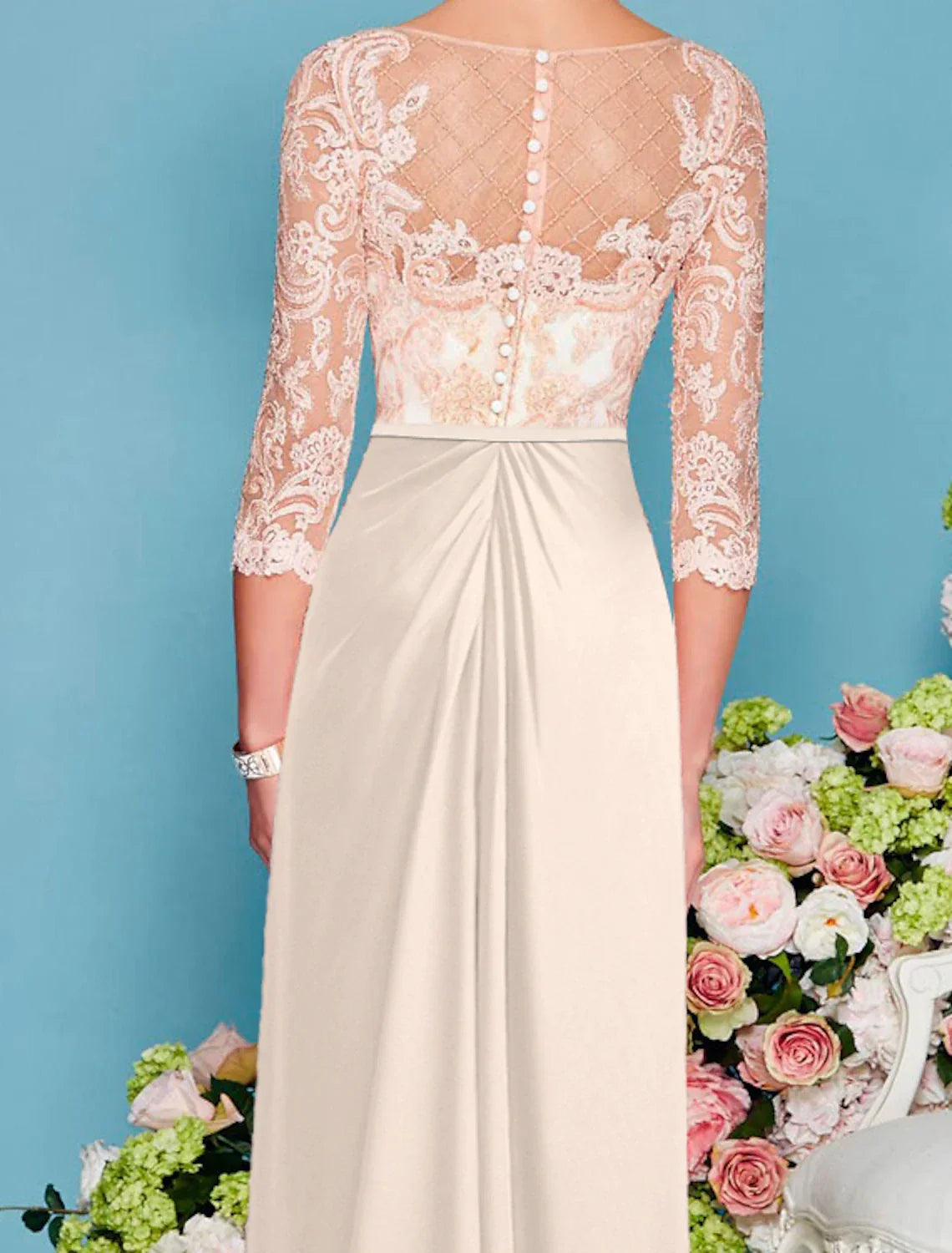 Mother Of The Bride Dress Luxurious Chiffon Lace Sheath Gown Floor Length With Beading Appliques