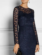 Mother Of The Bride Dress Mermaid Silhouette Floor Length Lace Long Sleeve Jewel Neck Elegant For Mothers Of The Bride