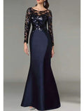 Mother Of The Bride Dress Mermaid Silhouette With Sparkle Satin Sequins Floor Length Jewel Neck For Mothers Of The Bride