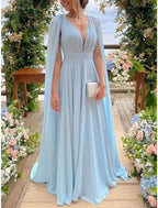 Mother Of The Bride Dress Elegant Sheath Chiffon V Neck Sleeveless With Pleats Court Train For Bride Mother