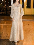 Mother Of The Bride Dress Sheath Sequined Petite V Neck Floor Length With Pleats Elegant Sparkle