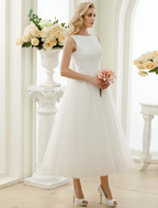 Little White Dresses Wedding Dresses Length A-Line Regular Straps Neck Tulle With Lace Sequin
