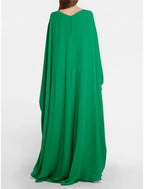 Aline Evening Gown For Women Elegant Floor Length Formal Chiffon Dress With Jewel Neck And Pleats