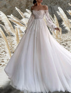 Beach Boho Wedding Dress A Line Off Shoulder Lace Beaded Gown For Boho Brides With Romantic Beach Ceremony Flair