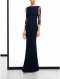 Mother Of The Bride Dress Flattering Sheath Lace Floor Length Three Quarter Sleeve Vintage Style For Moms