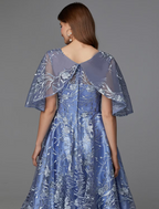 A-Line Floral Dress Wedding Guest Sleeveless V Neck Lace V Back with Pattern Print Appliques