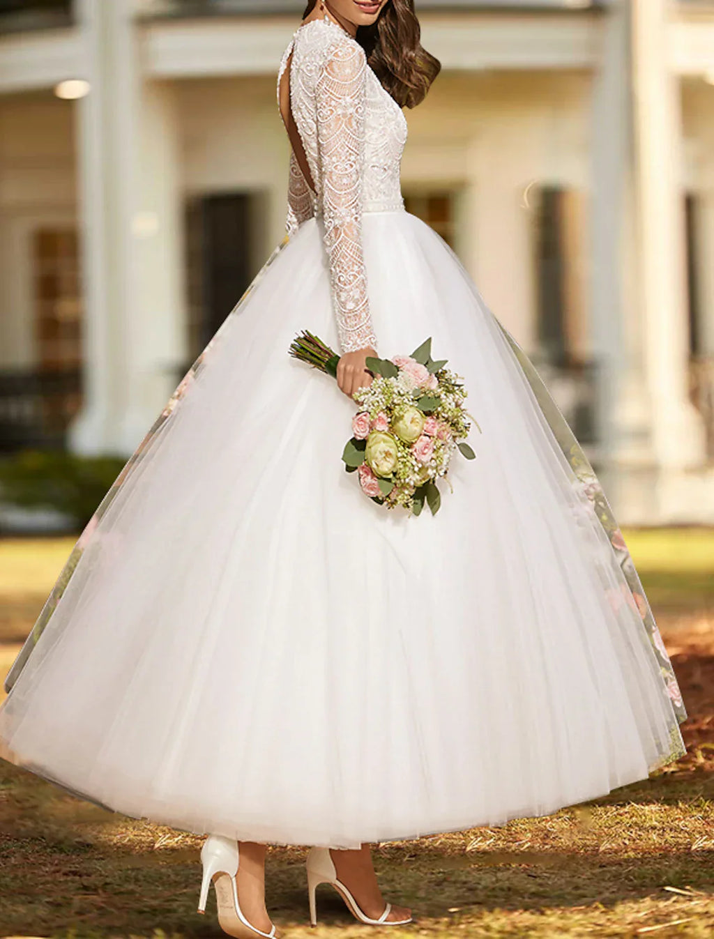 Timeless Vintage 1940s 1950s Satin Bridal Gown With Appliques Long Sleeve Ball Gown Ideal For Vintage Weddings
