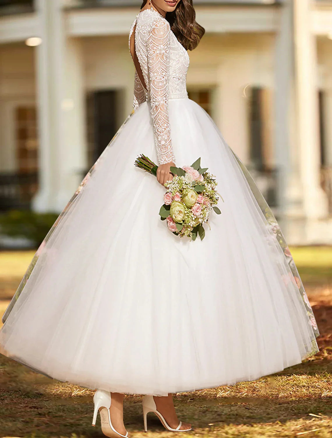 Timeless Vintage 1940s 1950s Satin Bridal Gown With Appliques Long Sleeve Ball Gown Ideal For Vintage Weddings
