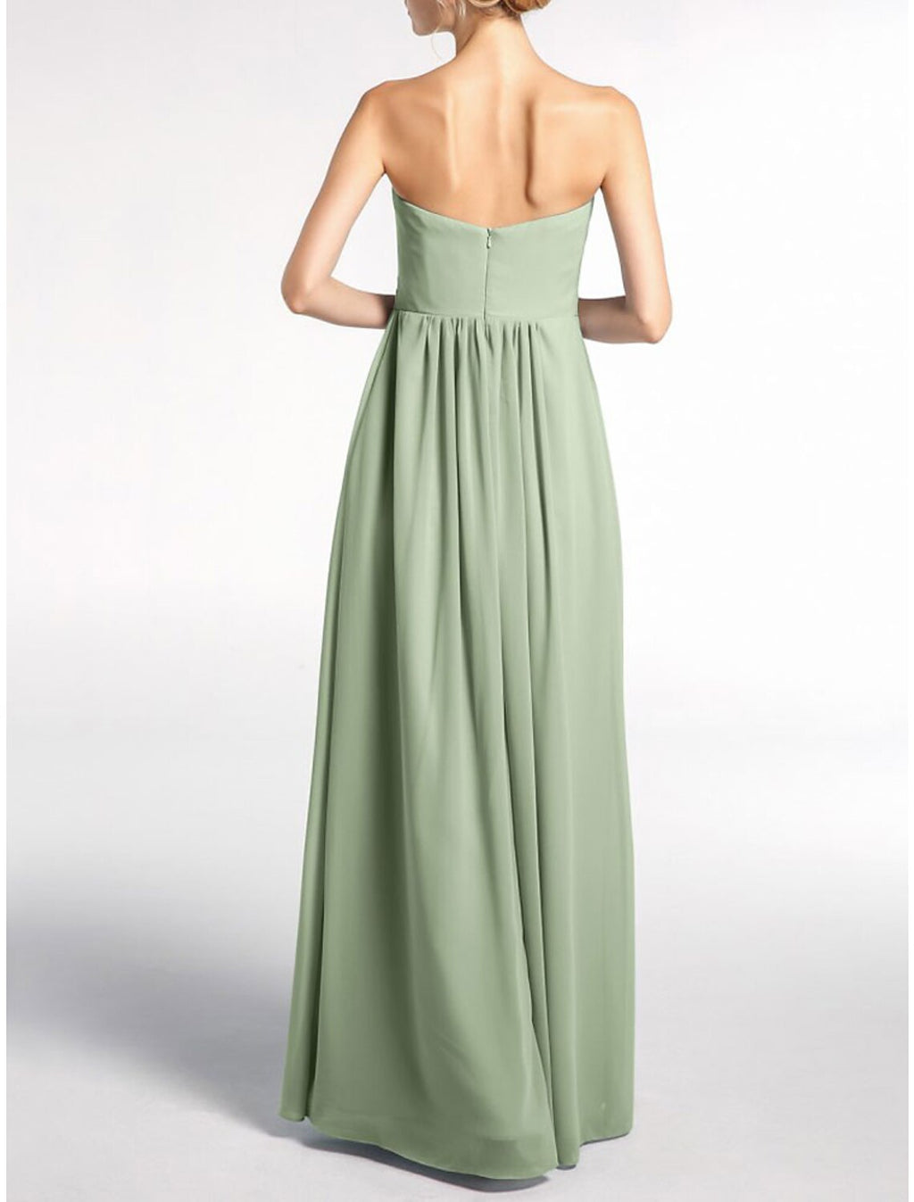 Elegant A Line Bridesmaid Dress V Neck Sleeveless Floor Length Chiffon With Pleats And Ruched Details For Bridesmaids