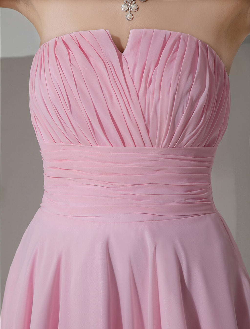 A Line Bridesmaid Dress Strapless V Neck Sleeveless Knee Length Chiffon Satin Shantung Pleats Draping Ruching Elegant