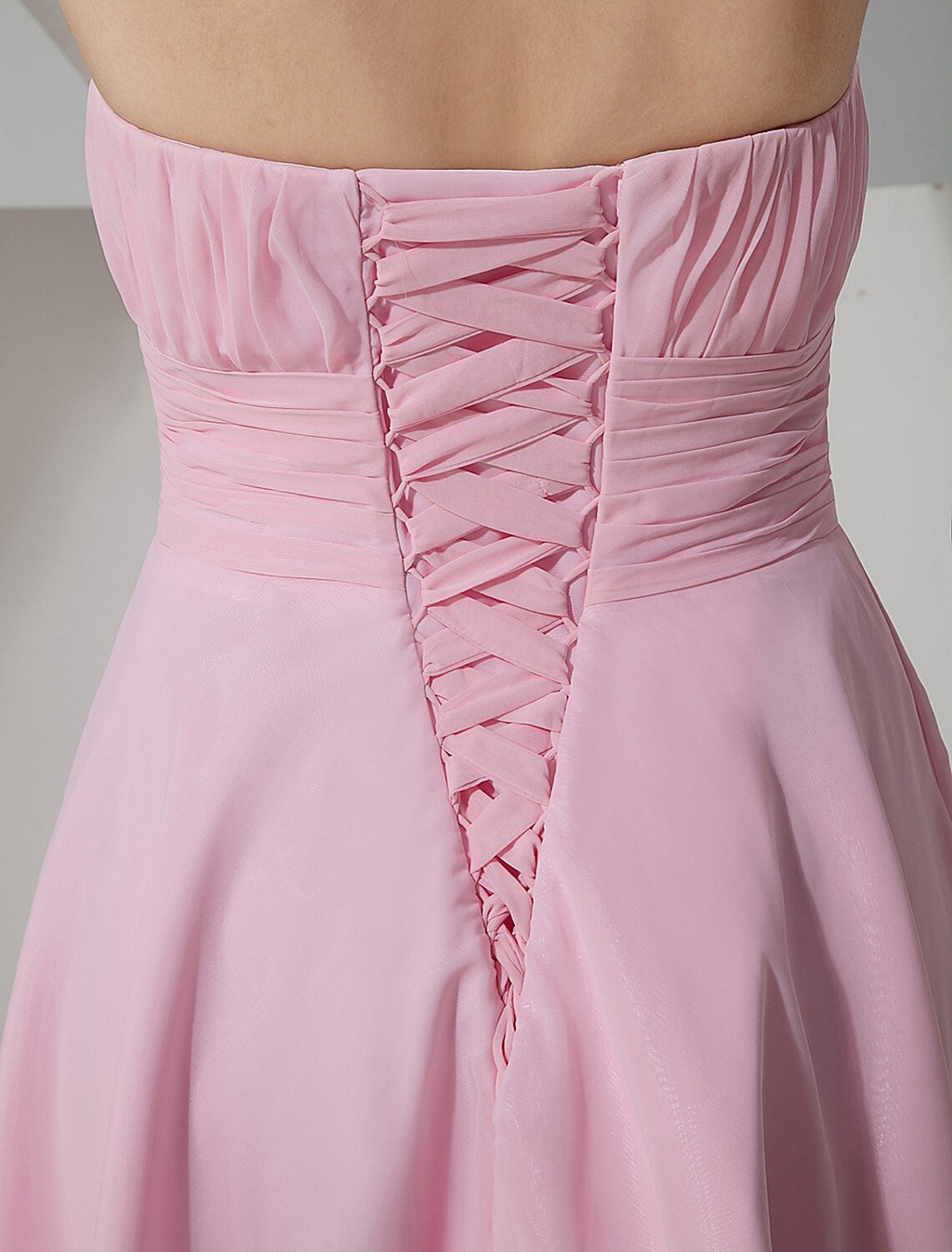 A Line Bridesmaid Dress Strapless V Neck Sleeveless Knee Length Chiffon Satin Shantung Pleats Draping Ruching Elegant