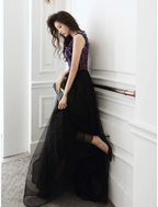 A-Line Glittering Wedding Guest Prom Dress V Neck Sleeveless Floor Length Sequined with