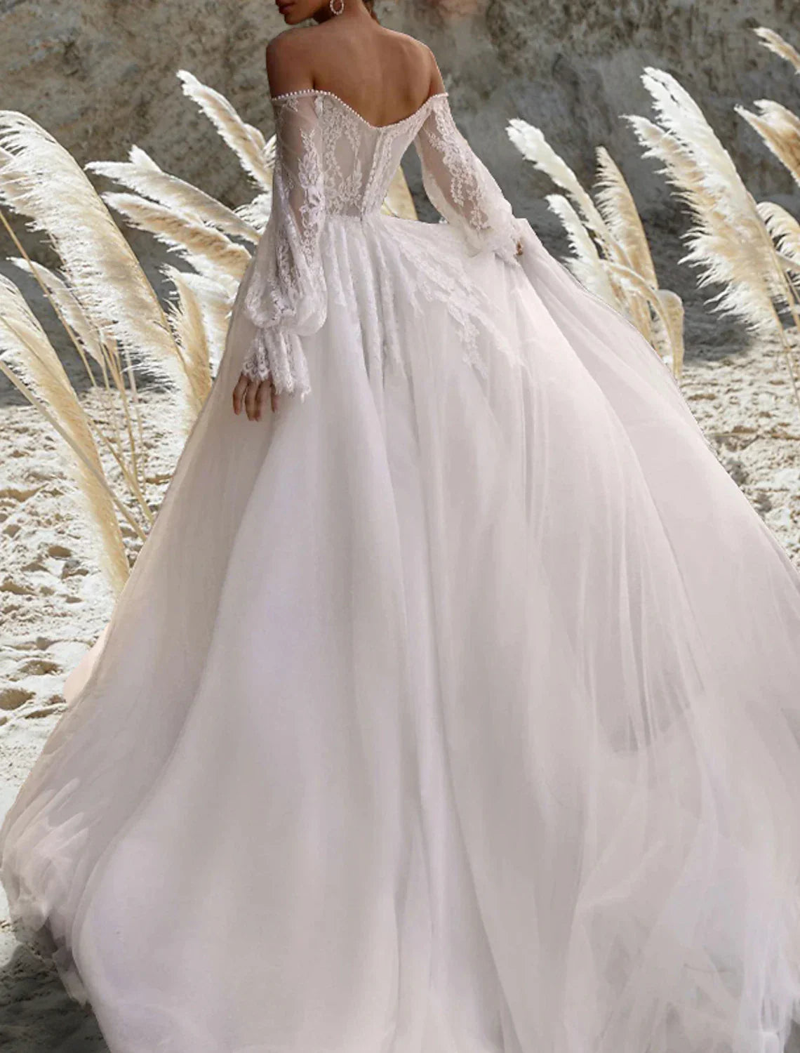 Beach Boho Wedding Dress A Line Off Shoulder Lace Beaded Gown For Boho Brides With Romantic Beach Ceremony Flair