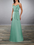 Elegant A Line Bridesmaid Dress With Open Back Spaghetti Straps Floor Length For Wedding Party