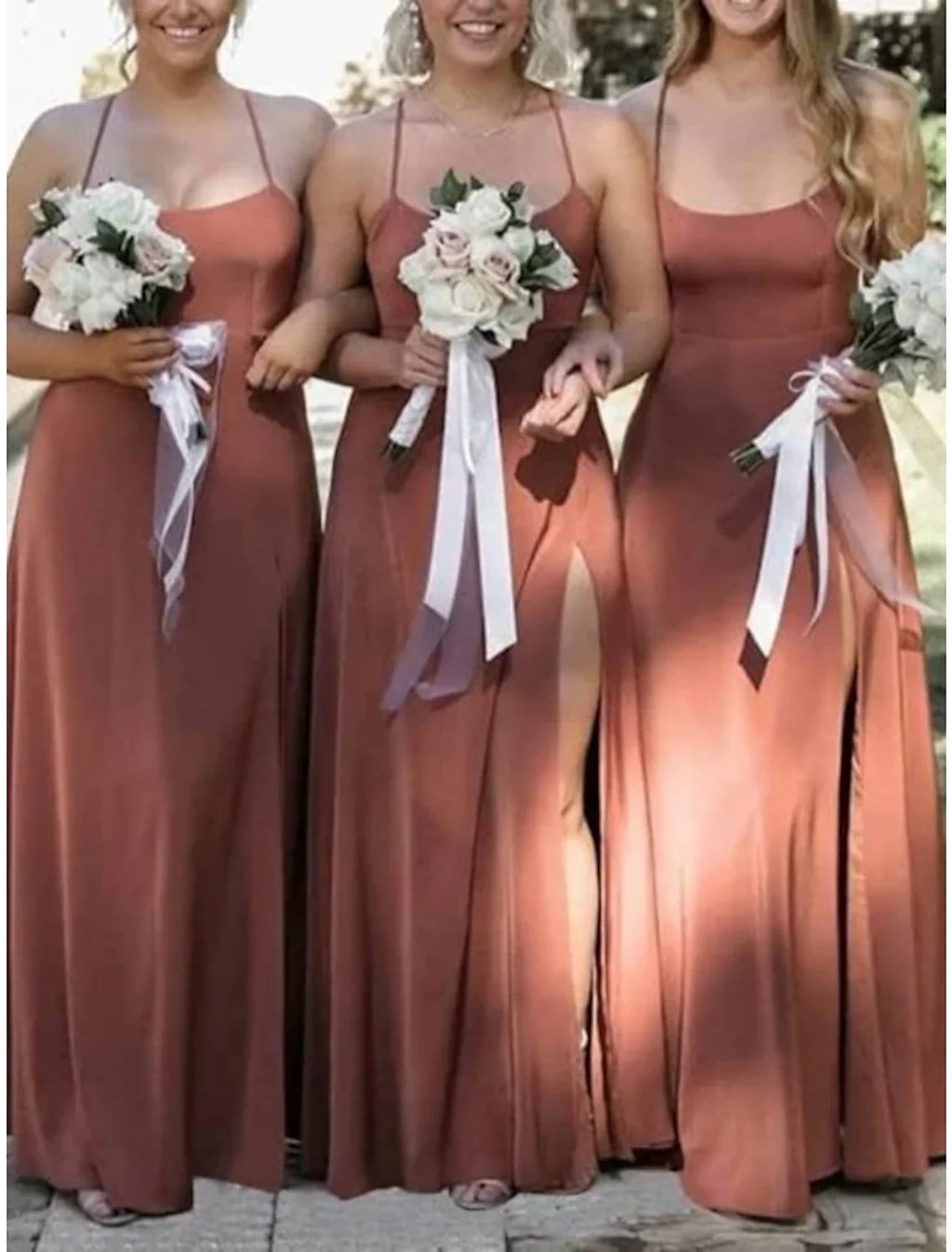 Elegant Bridesmaid Dress Sheath Chiffon Floor Length Spaghetti Straps Open Back Crisscross Pleats For Bridesmaids