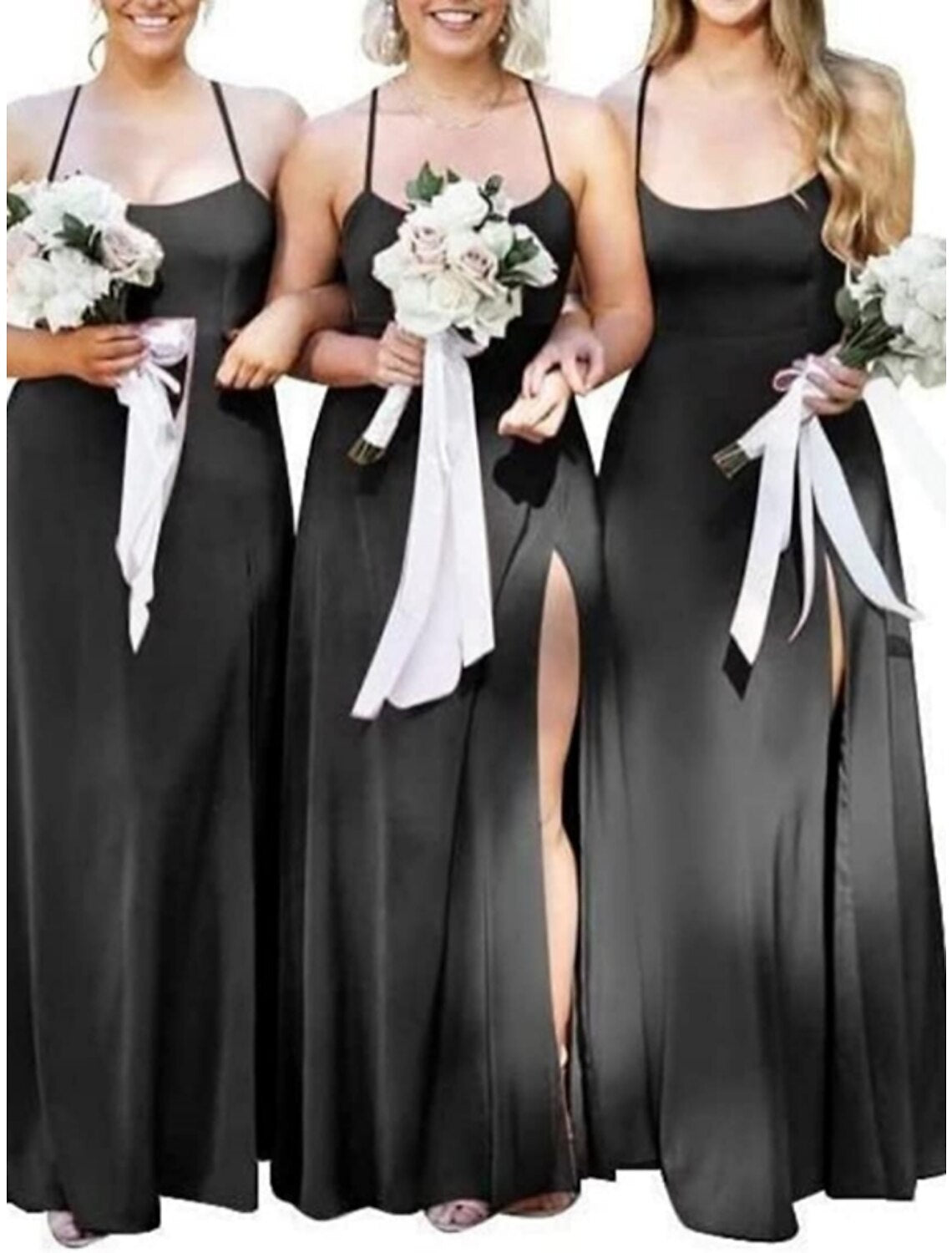 Elegant Bridesmaid Dress Sheath Chiffon Floor Length Spaghetti Straps Open Back Crisscross Pleats For Bridesmaids