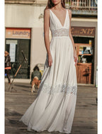 Beach Boho Wedding Dresses A Line Gown With Camisole V Neck Spaghetti Straps Floor Length Chiffon Appliques For Brides