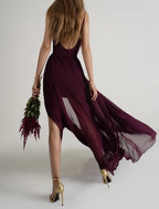 Bridesmaid Dress Halter Neck Sheath Purple Chiffon Short For Wedding Party With Elegant Fit