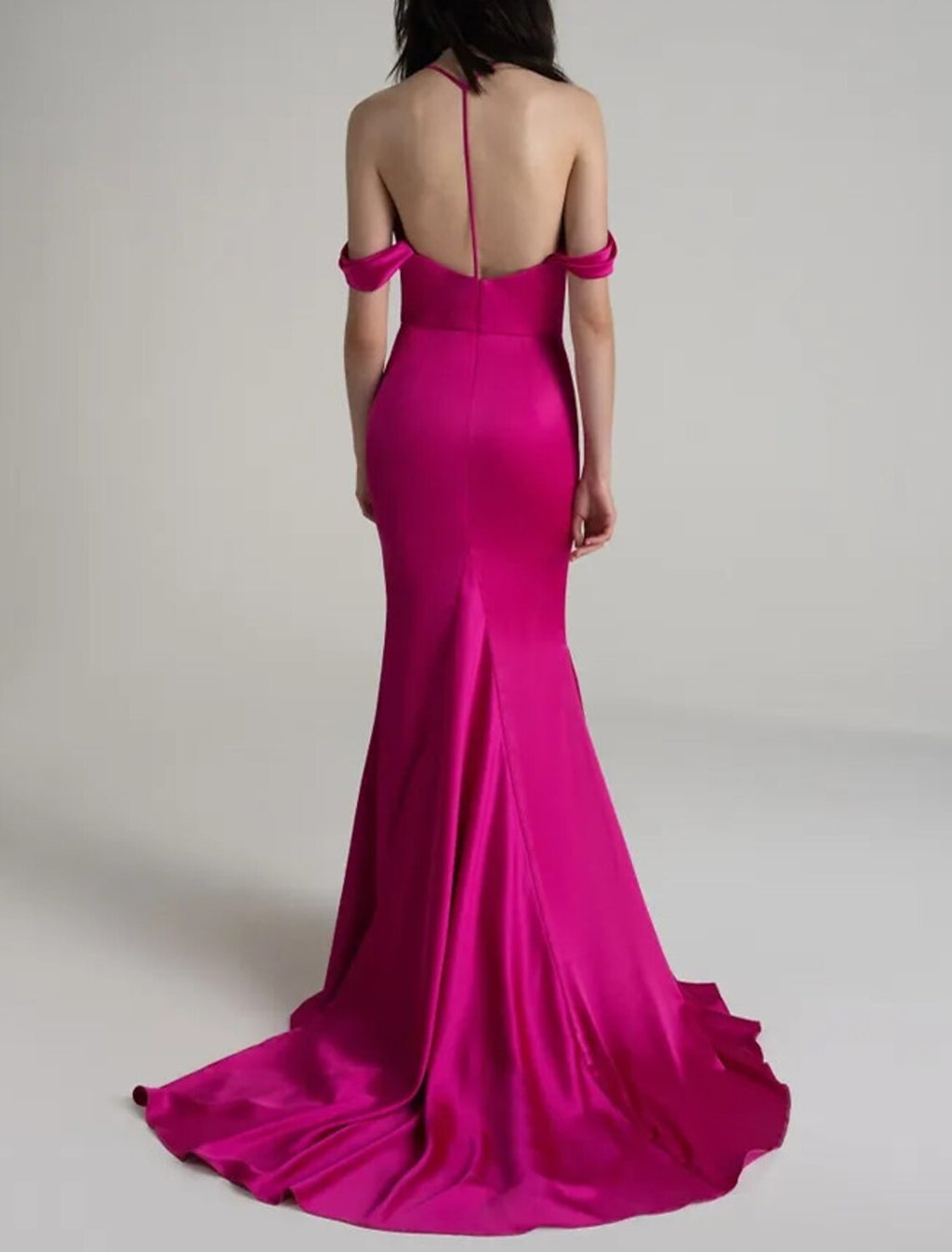 Mermaid Bridesmaid Dress Satin Spaghetti Strap Pink With Court Train Elegant Gown For Bridesmaids