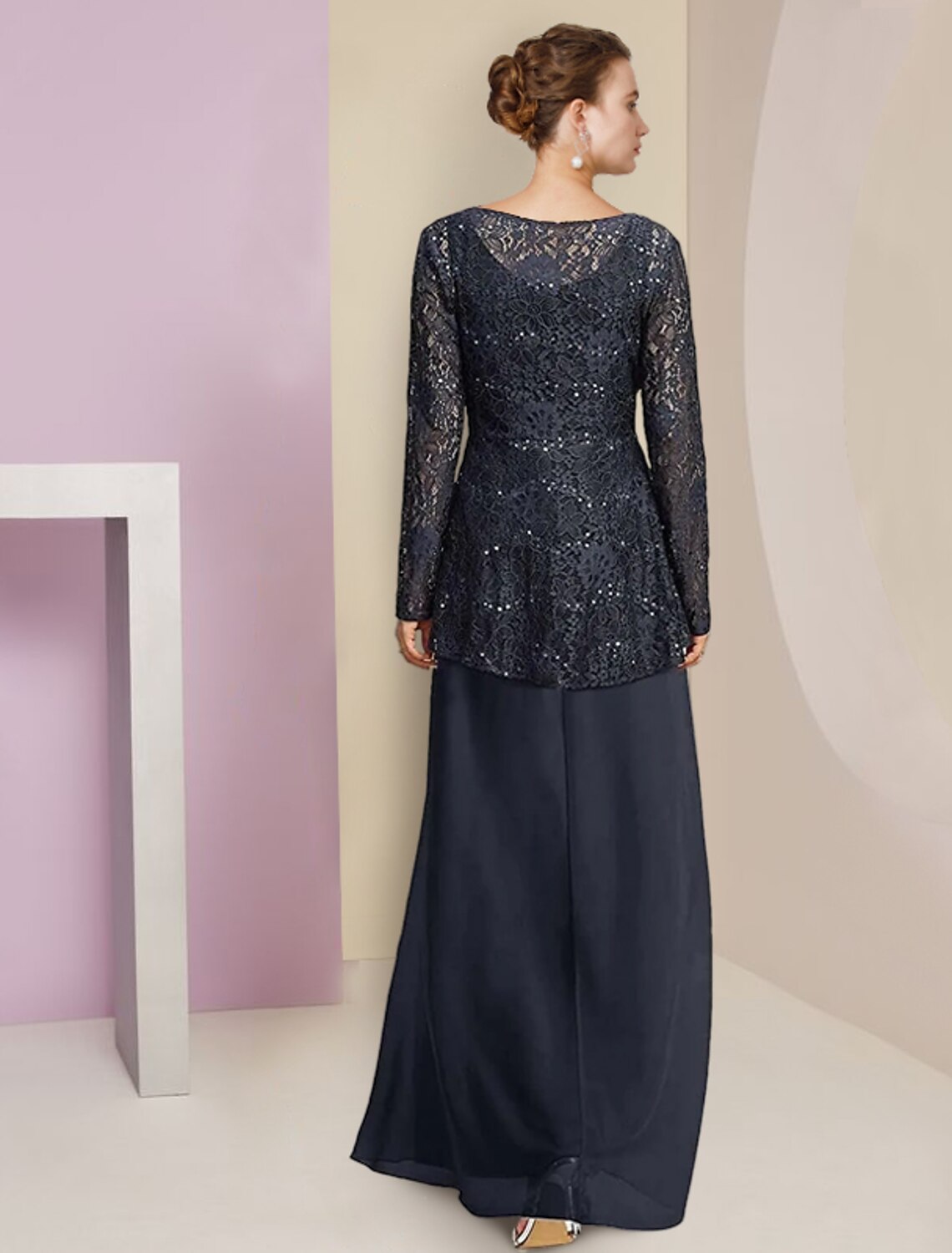 Mother Of The Bride Dress Elegant A Line Chiffon Lace Tea Length High Low Hem For Mothers Of The Bride
