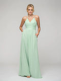 Elegant Chiffon Sweetheart Pocket Bridesmaid Dresses With Crisscross Back For Wedding Party