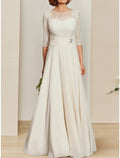 Mother Of The Bride Dress For Mother Of The Bride Vintage Elegant Column Sheath Chiffon Lace Floor Length Half Sleeve