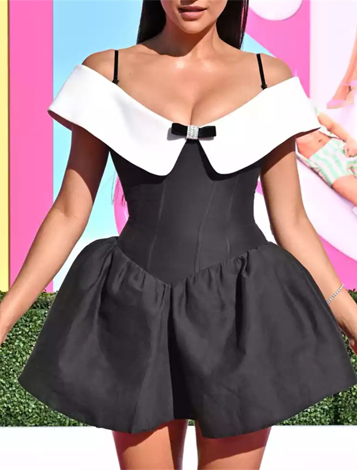 Elegant A Line Cocktail Dress Off Shoulder Satin With Bow For Women Party Wear Evening