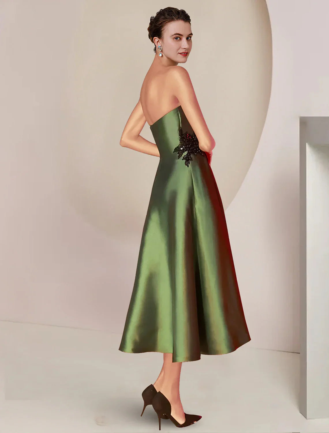 Mother Of The Bride Dress Two Piece A Line Tea Length With Sequined Charmeuse Beaded Shawl For Mothers Of The Bride