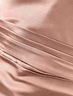 Mermaid Trumpet Evening Gown Satin Pink Halter Neck With High Split For Elegant Bridesmaids