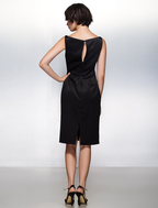 Party Dress Wedding Guest Knee Length Sleeveless Bateau Neck Satin with Pleats