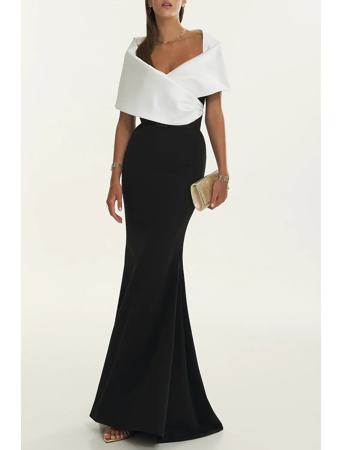 Mermaid Black Dress Evening Gown For Formal Events With Off Shoulder Elegant Satin Pleats Belt Sash