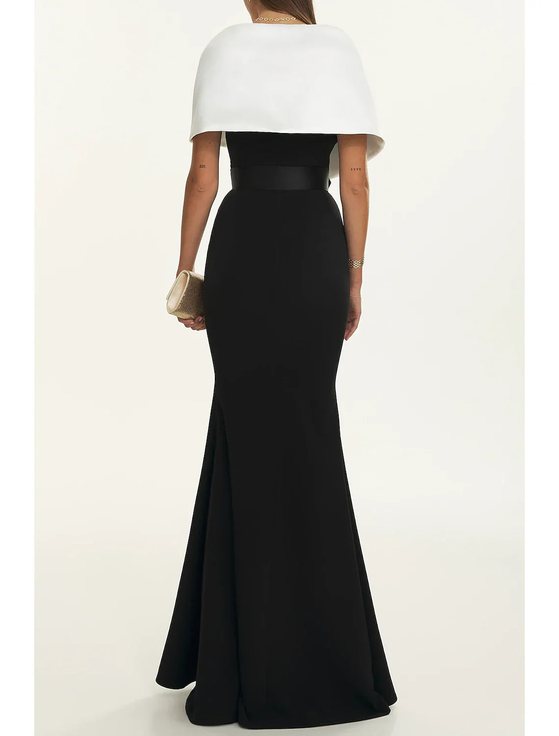 Mermaid Black Dress Evening Gown For Formal Events With Off Shoulder Elegant Satin Pleats Belt Sash