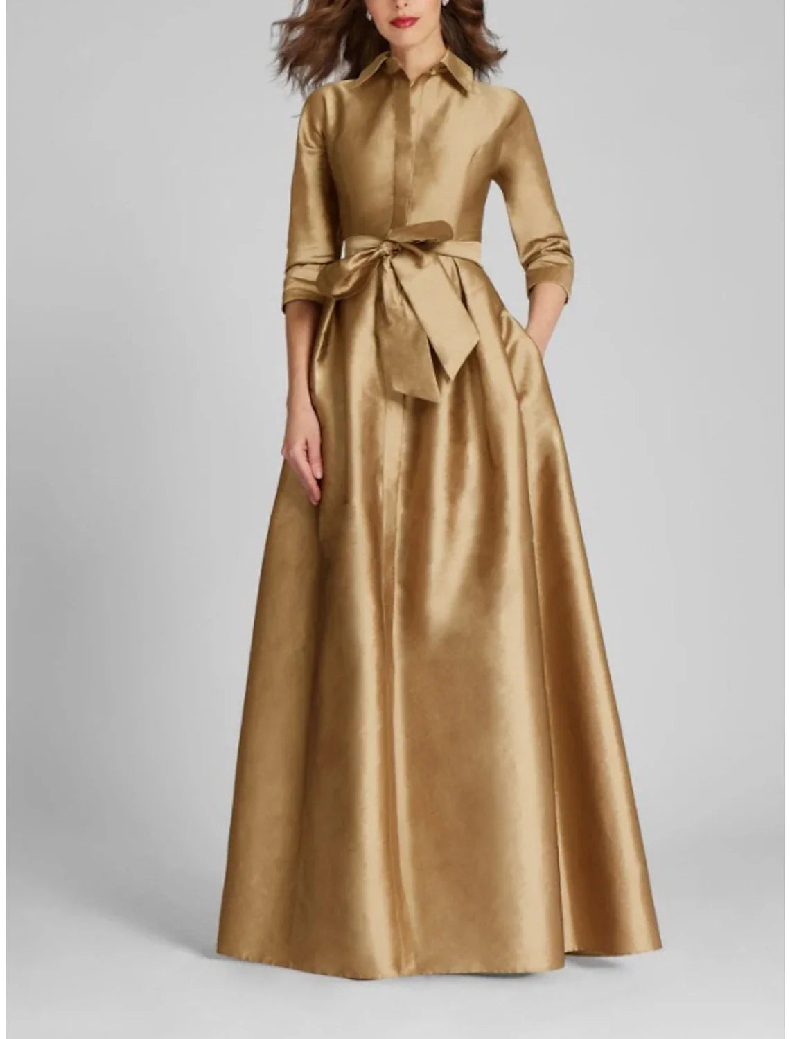 Satin A Line Evening Gown Minimalist Black Christmas Dress For Women Luxurious Floor Length