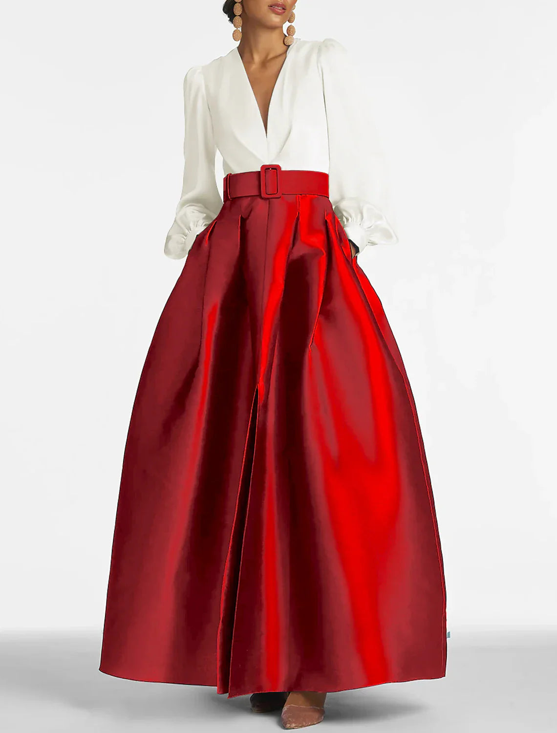Elegant Aline Satin Evening Gown With Pockets Long Sleeve High Split For Wedding Guests Navy