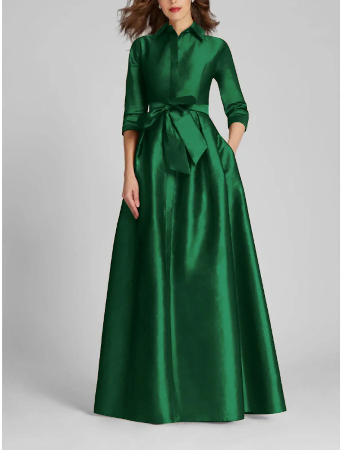Satin A Line Evening Gown Minimalist Black Christmas Dress For Women Luxurious Floor Length