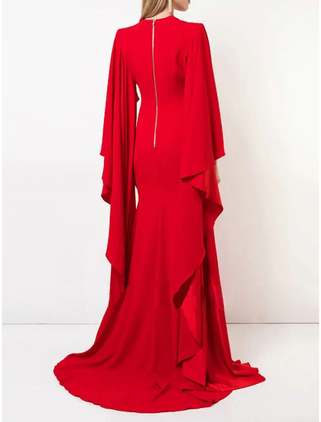 A-Line Evening Gown With Jewel Neck Chiffon Sweep Train Pleats And Ruffles For Formal Events